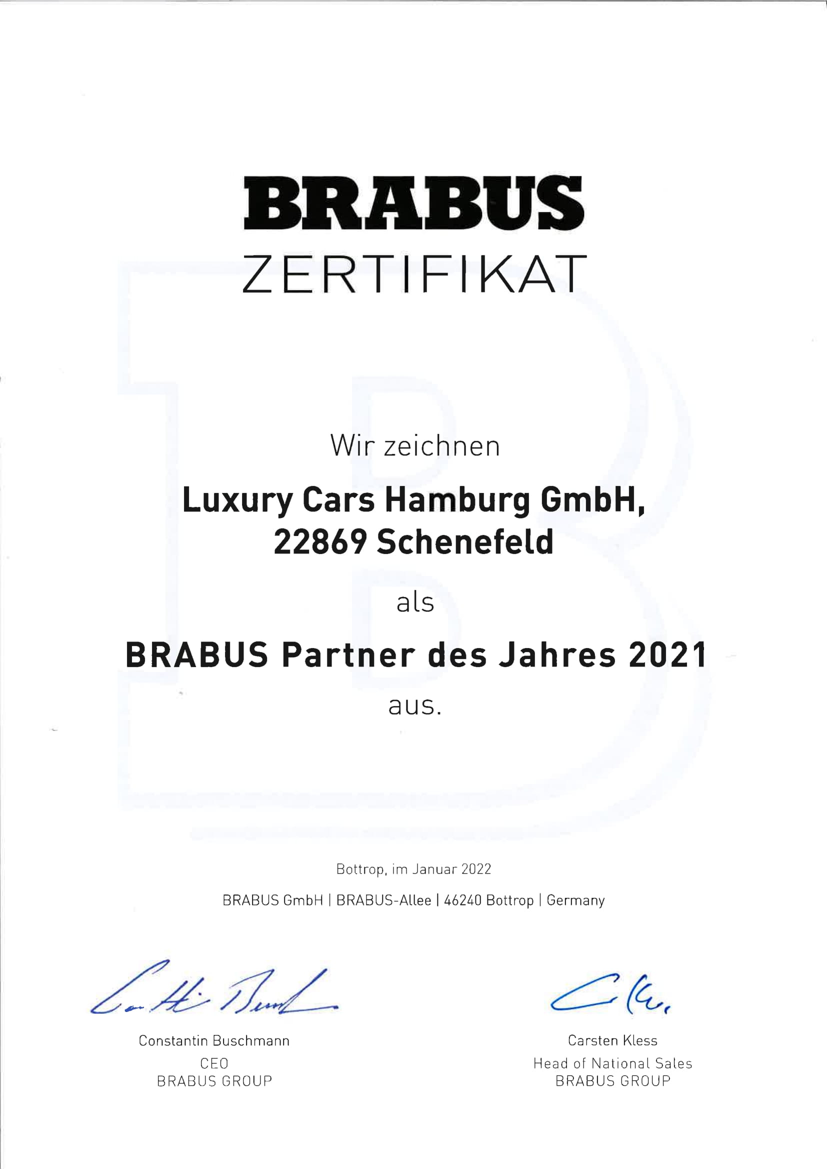 BRABUS Partner des Jahres 2021